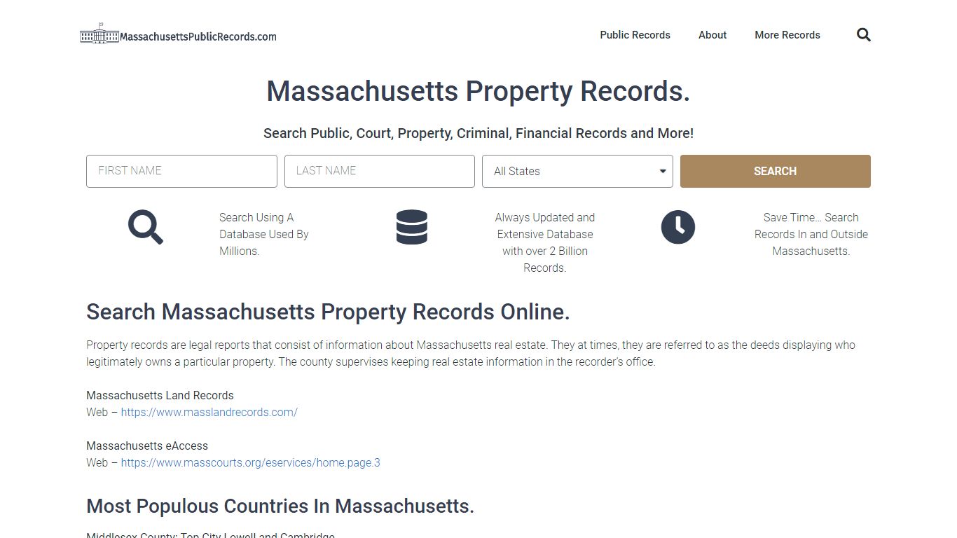 Massachusetts Property Records: MassachusettsPublicRecords.com